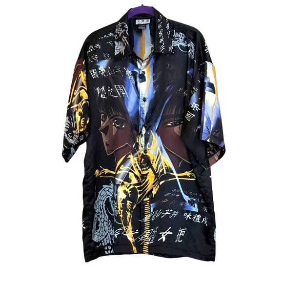 Great General Men's Anime Short Sleeve Shirt Black Purple  Size Lg - Picture 6 of 6